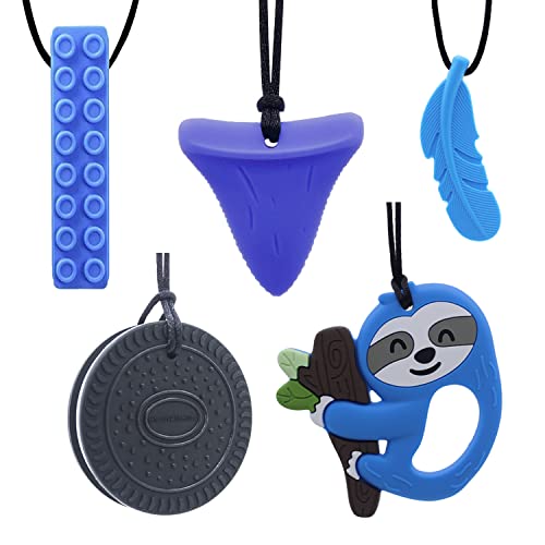 Collar de Masticar GNAWRISHING para Niños, Paquete de 5 Collares Sensoriales para Autismo, TDAH y SPD, Masticar y Motricidad Oral - imagen 1