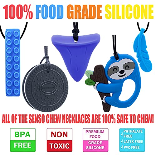 Collar de Masticar GNAWRISHING para Niños, Paquete de 5 Collares Sensoriales para Autismo, TDAH y SPD, Masticar y Motricidad Oral - imagen 2