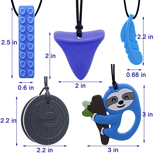 Collar de Masticar GNAWRISHING para Niños, Paquete de 5 Collares Sensoriales para Autismo, TDAH y SPD, Masticar y Motricidad Oral - imagen 3