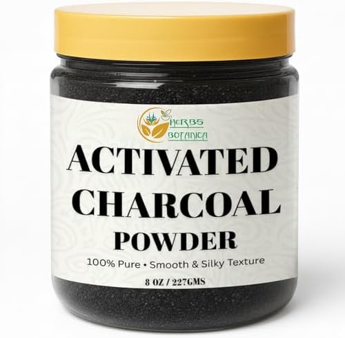 Polvo de Carbón Activado Herbs Botanica, Grado Alimenticio, Detox Natural para Salud Digestiva, Blanqueamiento Dental y Alivio de Picaduras, 8 oz / - imagen 1