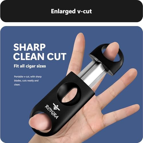 Set de Cortadores de Cigarros Roygra (5 Piezas), Accesorios para Hombres, Acero Inoxidable, Guillotina, Corte en V Ampliado, Punch, Soporte, Estuche - imagen 3