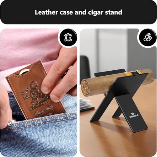 Set de Cortadores de Cigarros Roygra (5 Piezas), Accesorios para Hombres, Acero Inoxidable, Guillotina, Corte en V Ampliado, Punch, Soporte, Estuche - imagen 5