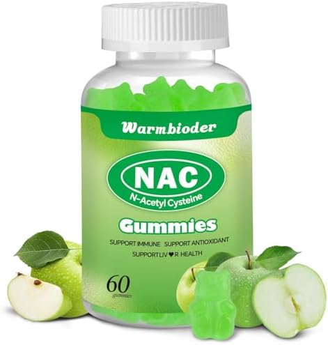 Gomitas NAC para Adultos y Niños 1200mg, Suplemento N-Acetil Cisteína, Apoyo Inmunológico y Hepático, Sin Azúcar, Sabor Manzana Verde - imagen 1