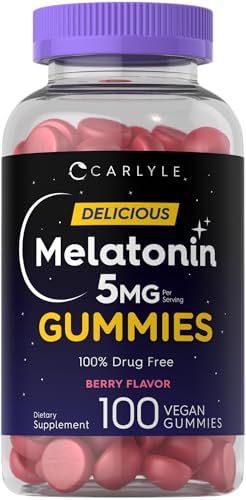 Gomitas de Melatonina Carlyle 5mg | 100 piezas | Sabor Berry | 100% Libre de Medicamentos | Suplemento No GMO y Sin Gluten - imagen 1