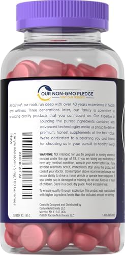 Gomitas de Melatonina Carlyle 5mg | 100 piezas | Sabor Berry | 100% Libre de Medicamentos | Suplemento No GMO y Sin Gluten - imagen 3