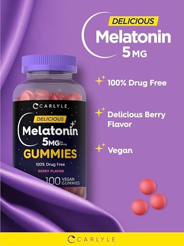 Gomitas de Melatonina Carlyle 5mg | 100 piezas | Sabor Berry | 100% Libre de Medicamentos | Suplemento No GMO y Sin Gluten - imagen 4