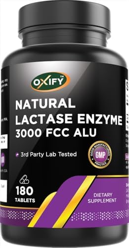 Oxify Enzima Lactasa 3000 FCC ALU | 180 Tabletas | Sin Gluten, No OGM | Suplemento Hecho en EE. UU. - imagen 1