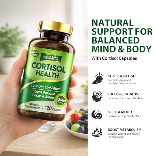 Suplementos de Cortisol para Hombres y Mujeres, Soporte Avanzado para Estrés con Ashwagandha y Rhodiola Rosea, Promueve Relajación, Ánimo, - imagen 8