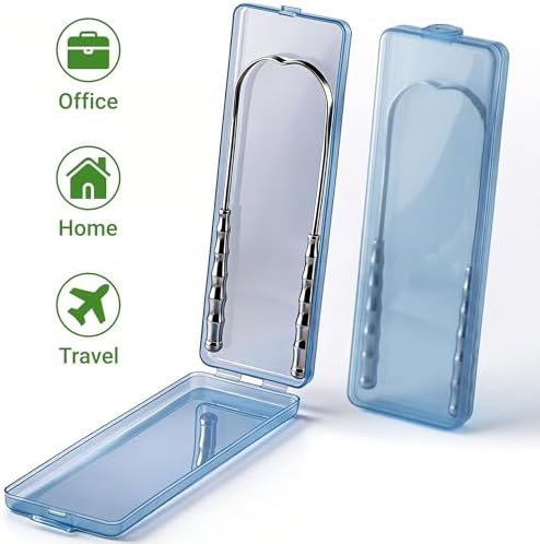Raspador de Lengua de Metal para Adultos (2 Piezas) - Limpiador de Lengua de Acero Inoxidable con Estuches de Viaje, Reduce el Mal Aliento y Elimina - imagen 8