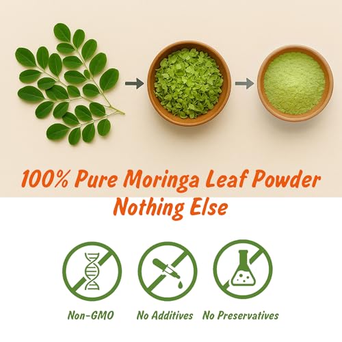 Polvo de Hoja de Moringa Orgánico USDA Spice Profile, 4 oz, Resealable, Libre de Metales Pesados, Prueba de Laboratorio - imagen 3