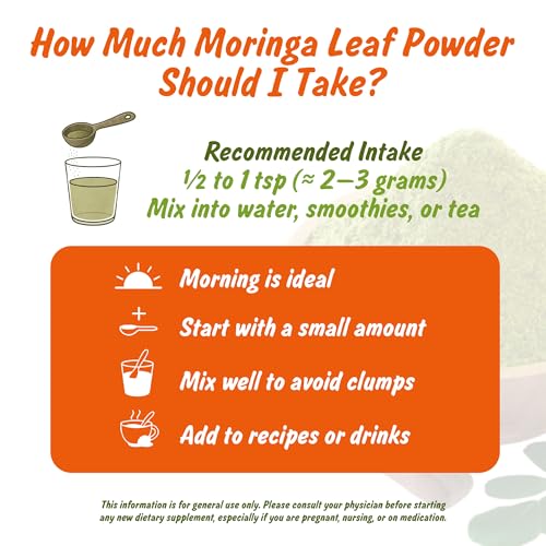 Polvo de Hoja de Moringa Orgánico USDA Spice Profile, 4 oz, Resealable, Libre de Metales Pesados, Prueba de Laboratorio - imagen 8