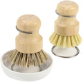 Set de Cepillos de Cocina DEBETOOL de Bambú con Soporte - Cepillo Natural para Fregar Platos, Diseño de Secado Rápido para Fregaderos y Ollas - imagen 1