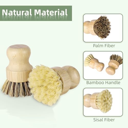 Set de Cepillos de Cocina DEBETOOL de Bambú con Soporte - Cepillo Natural para Fregar Platos, Diseño de Secado Rápido para Fregaderos y Ollas - imagen 7