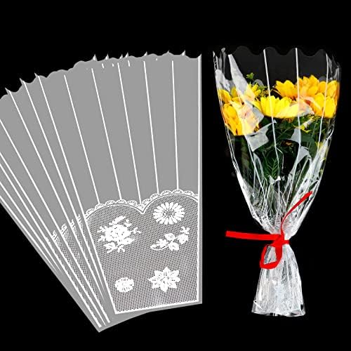 Bolsas de Plástico FOIMAS para Ramo de Flores - 100 Piezas, Fundas Transparentes para Empaque Floral, Ideal para Cumpleaños, Bodas y Días Especiales - imagen 1