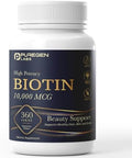 Biotina Puregen Labs 10,000 MCG para Cabello, Piel y Uñas Saludables - Alta Potencia - Sin OGM, Sin Gluten | 360 Tabletas Vegetarianas - imagen 1