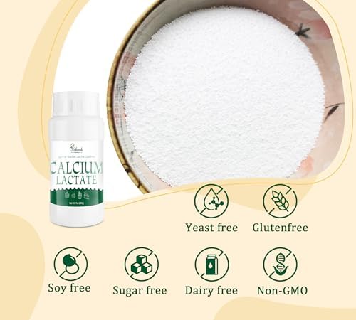 Polvo de Lactato de Calcio 7 oz, 100% Puro, Grado Alimenticio, Ideal para Mantener la Forma de Alimentos, Neutraliza Acidez, Apto para Lácteos, - imagen 2