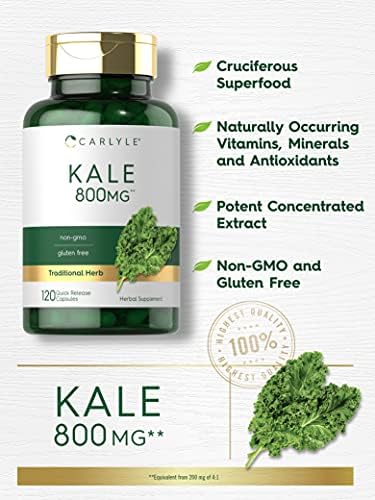 Suplemento de Kale Carlyle | 120 Cápsulas | Fórmula de Extracto de Hierbas | Sin OGM y Libre de Gluten - imagen 3