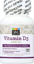 365 de Whole Foods Market, Vitamina D3 5000 UI, 120 cápsulas - imagen 1