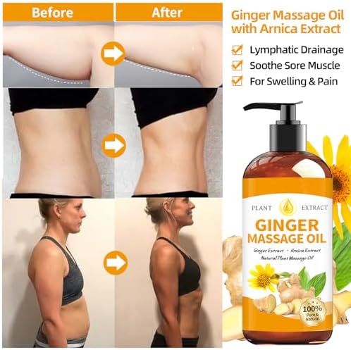 Aceite de Jengibre para Masaje Terapéutico, Drenaje Linfático y Alivio de Dolores Musculares - Aceite Natural para Gua Sha con Árnica, Relajante y - imagen 3