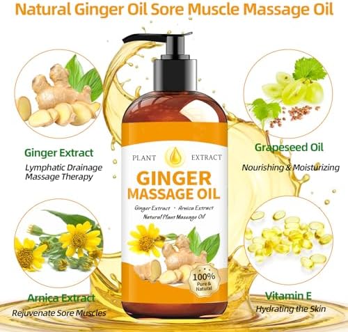 Aceite de Jengibre para Masaje Terapéutico, Drenaje Linfático y Alivio de Dolores Musculares - Aceite Natural para Gua Sha con Árnica, Relajante y - imagen 6