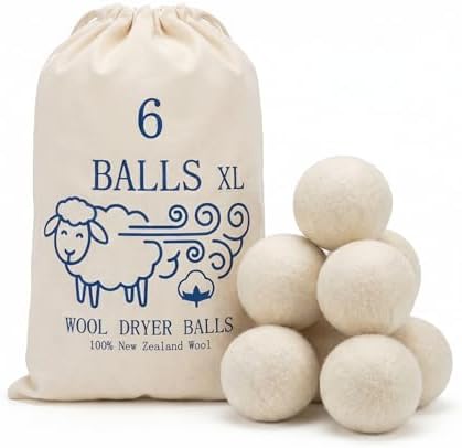 Bolas de Secado de Lana XL Premium 6 Piezas - 100% Lana Orgánica de Nueva Zelanda - Suavizante Natural Reutilizable - Reduce Arrugas y Tiempo de - imagen 1