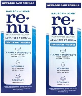 Renu Solución Multiusos Avanzada, Suave para los Ojos, Limpia y Desinfecta, Hidratante para Mayor Comodidad, Tamaño de Viaje 2 fl oz (Paquete de 2) - imagen 1