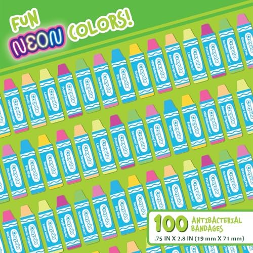 Curitas Antibacteriales Neón con Forma Crayola para Niños, 100 Pzas - Ideal para Cortes, Raspones y Quemaduras. Perfecto como Regalo de Navidad o - imagen 4