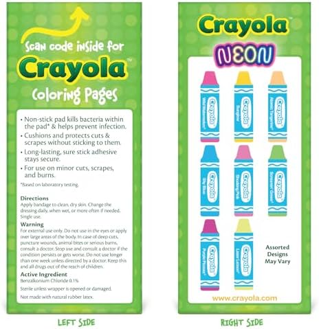 Curitas Antibacteriales Neón con Forma Crayola para Niños, 100 Pzas - Ideal para Cortes, Raspones y Quemaduras. Perfecto como Regalo de Navidad o - imagen 7