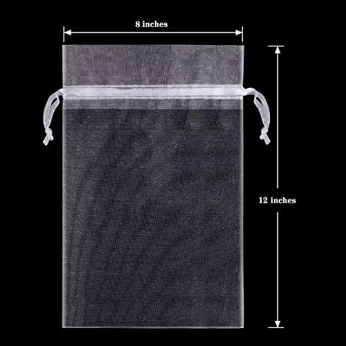 50 PZS Bolsitas de Organza Blancas 8x12 cm - Bolsas de Regalo para Bodas y Fiestas con Cierre de Cuerda - imagen 3
