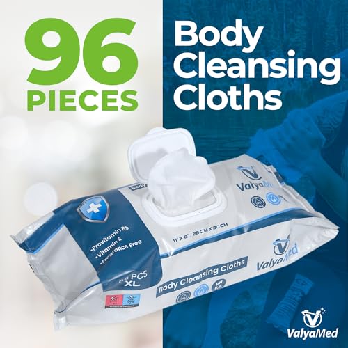 Toallitas Corporales ValyaMed para Adultos, XL para Cuerpo Completo, Sin Alcohol, Sin Parabenos, Sin Fragancia, con Vitamina E y Provitamina B5 - - imagen 2