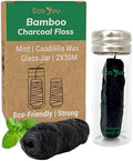 Hilo Dental de Bambú de Carbón | 2 Recargas Naturales con Contenedor de Vidrio | Menta Orgánica y Cera de Candelilla | Vegano y Biodegradable | - imagen 1