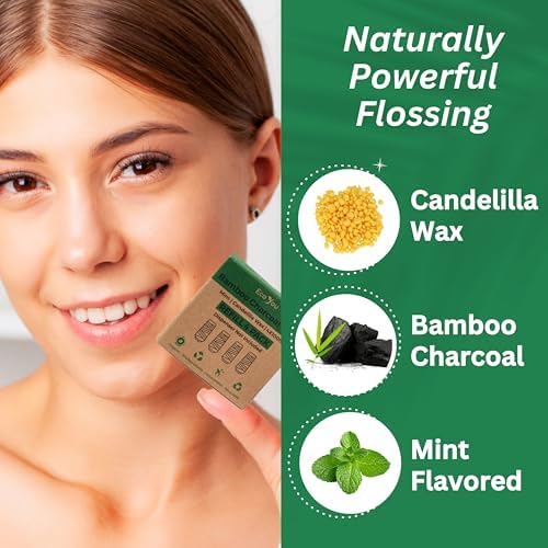 Hilo Dental de Bambú de Carbón | 2 Recargas Naturales con Contenedor de Vidrio | Menta Orgánica y Cera de Candelilla | Vegano y Biodegradable | - imagen 3