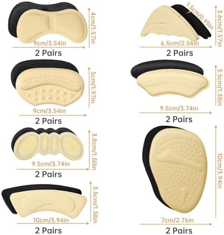 14 PARES de Almohadillas para Talón - Inserciones de Espuma Premium, Antideslizantes para Hombres y Mujeres, Evita el Deslizamiento y el Dolor (Beige - imagen 2