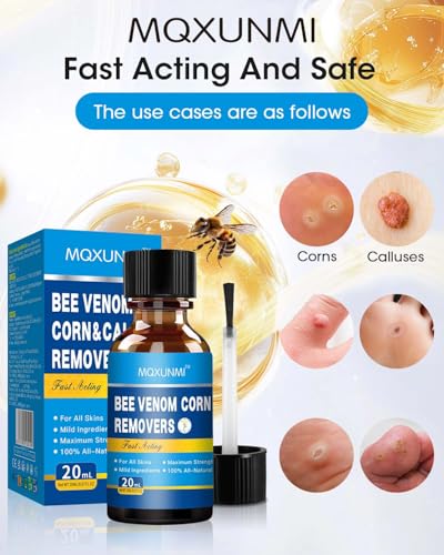 MQXUNMI Removedor de Verrugas con Veneno de Abeja, 20ML, Eliminador Rápido de Callos y Verrugas para Pies, Cuidado Seguro con Almohadillas para Callos - imagen 3
