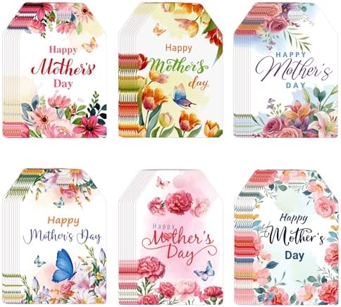 Etiquetas de Regalo para el Día de las Madres Konsait, 60 Piezas con Flores, Etiquetas y Accesorios para Empaque, Manualidades DIY - imagen 1