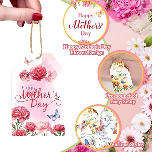 Etiquetas de Regalo para el Día de las Madres Konsait, 60 Piezas con Flores, Etiquetas y Accesorios para Empaque, Manualidades DIY - imagen 5