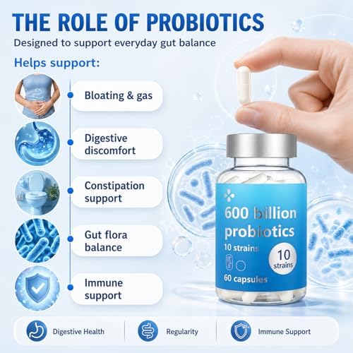 Probioticos LOUDSAY para Mujeres y Hombres, 60 Mil Millones de CFUs por Porción, 10 Cepas y Fibra Prebiótica, Suplemento Diario para la Salud - imagen 2