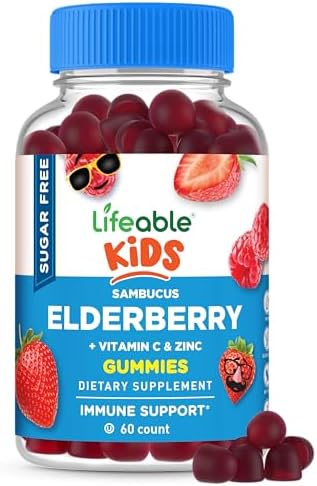 Gomitas de Saúco Sin Azúcar Lifeable para Niños con Vitamina C y Zinc | Suplemento Inmunológico | Veganas, No GMO, Kosher y Sin Gluten | 60 Gomitas - imagen 1
