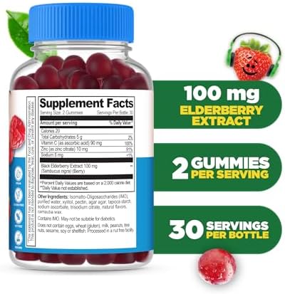 Gomitas de Saúco Sin Azúcar Lifeable para Niños con Vitamina C y Zinc | Suplemento Inmunológico | Veganas, No GMO, Kosher y Sin Gluten | 60 Gomitas - imagen 2