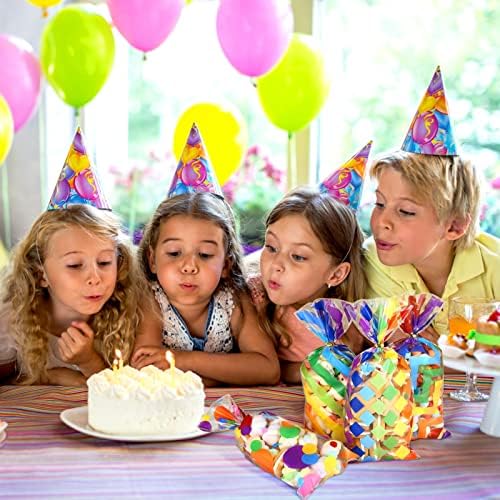 Bolsas de Regalo de Celofán Kesote Arcoíris, 100 Piezas de Plástico Impresas con Lazos para Fiestas de Cumpleaños de Verano para Niños - imagen 5
