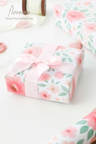 Papel de Regalo Floroom Floral - 17 in. x 33 ft. (47 sq. ft.) con Rosas Acuareladas en Rosa para Bodas, Baby Showers y Día de las Madres - imagen 5