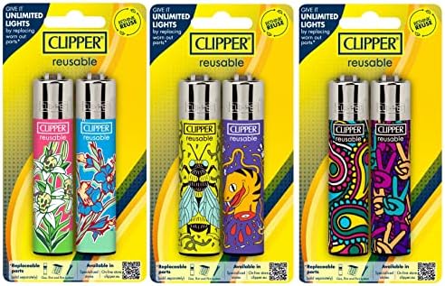 Clipper - Encendedores Reutilizables Clásicos Grandes - Paquete de 6 Encendedores Premium Recargables - Reemplaza Butano y Mecha para Luz Infinita - - imagen 3