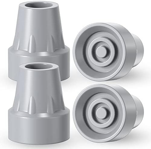 Puntas de muletas, 7/8 pulgadas, gruesas y antideslizantes, paquete de 4, color gris, mejoradas y resistentes - imagen 1