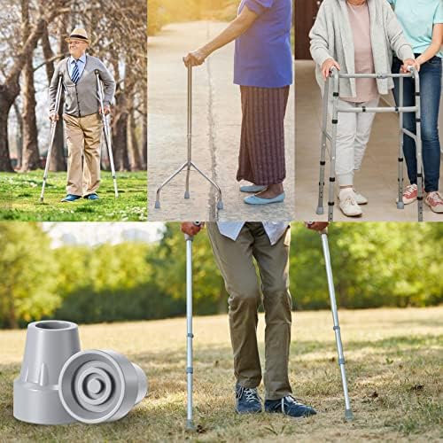 Puntas de muletas, 7/8 pulgadas, gruesas y antideslizantes, paquete de 4, color gris, mejoradas y resistentes - imagen 6