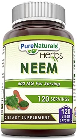 Suplemento Pure Naturals Neem (Hecho con Hoja de Neem Natural) | 500mg 120 Cápsulas Veganas | Sin OGM | Sin Gluten | Hecho en EE. UU. | Ideal para - imagen 1