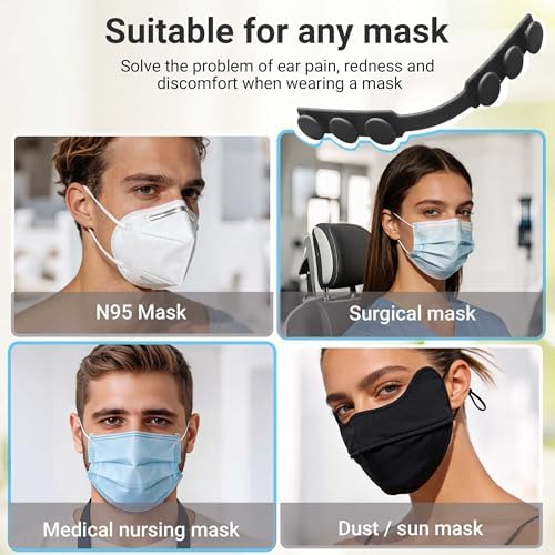 5 Piezas de Sujetadores de Silicona para Mascarillas, Extensores Ajustables para Proteger las Orejas, Bandas Reutilizables para la Parte Posterior de - imagen 6