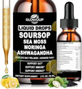 Bitters de Guanábana Líquidos, 10 en 1, Gotas Herbales con Musgo Marino, Ashwagandha, Aceite de Semilla Negra, Moringa y Orégano para Apoyo - imagen 1