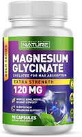 Magnesio Glicinato Built By Nature - Chelado para Alta Absorción - Suplemento para Dormir, Músculos, Corazón y Nervios - 120 mg por Porción - 90 - imagen 1
