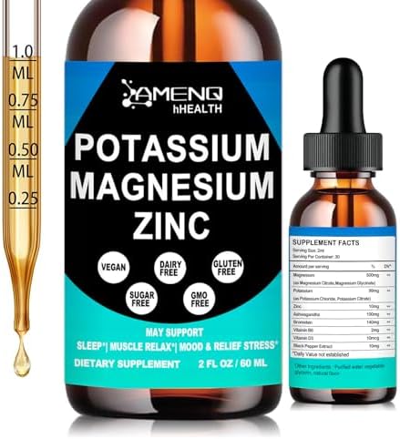 Suplemento Líquido de Potasio y Magnesio con Zinc, Ashwagandha, Bromelina y Vitaminas D3 y B6 para la Salud Vascular, Ósea, Muscular y Nerviosa, No - imagen 1