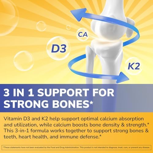 Suplemento de Calcio Vitalibre D3 K2 para Hombres y Mujeres, Vitamina D3 5000 IU, Calcio 1200 mg, MK-7, Alta Absorción, 60 Tabletas para Huesos - imagen 3